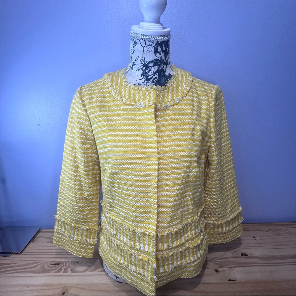 Ann Taylor Yellow and White Cotton Blazer NWT Size 4